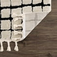 thumbnail image 5 of Hauteloom Teshi Farmhouse Checkered Area Rug with Fringe - High Pile Living Room & Bedroom Carpet - Cozy Plush Design - Off White, Black - 5'3" x 7', 5 of 11