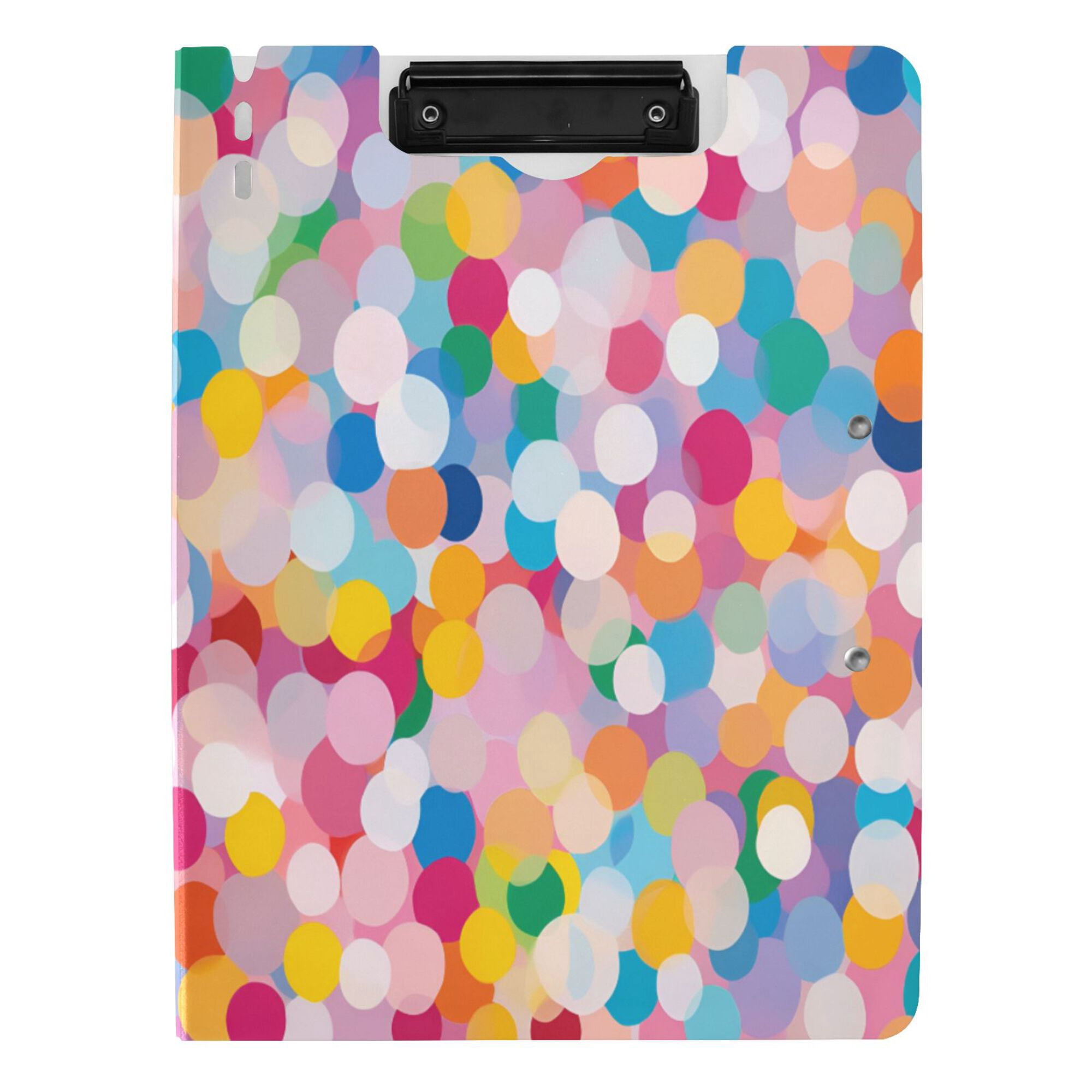 FORMRS A4 Clipboard Folder with Pen Holder Horizontal Foldable School Office Binder, Purple Colorful Circles