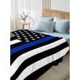 thumbnail image 4 of Blue American Flag Full Size Flat Sheet, Wrinkleproof & Fadeproof Cooling Flat Bed Sheet Only, Black White Striped US Flag Stars Breathable Soft Bedding Top Sheets 81 x 96 Inches, 4 of 8