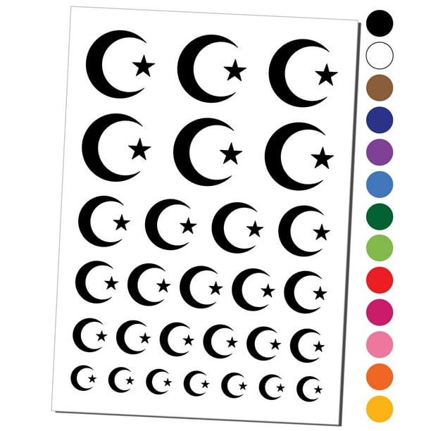 Star and Crescent Moon Islam Ottoman Water Resistant Temporary Tattoo
