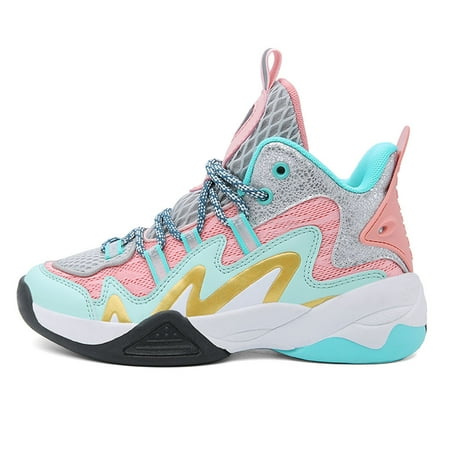 

Kids Basketball shoes for Boys girls Breathable lightweight durable lace up Mesh upper children Big Kids sports shoes cozy comfortable faux lined outdoors jogging