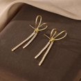 thumbnail image 5 of Sterling Silver Rhinestone Bow Dangle Earrings for Women Crystal Stud Earrings Drop Tassels Statement Earrings Bridal Wedding, 5 of 5