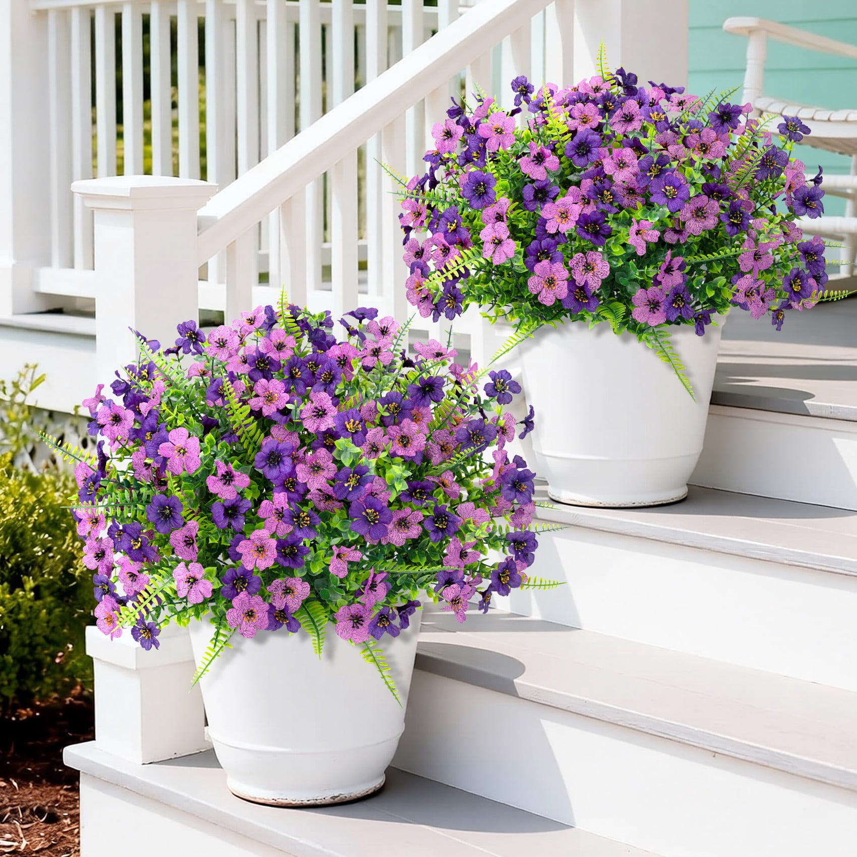 Scidweet Artificial Flowers for Outdoors, 18 Bundles Faux Fake Flowers Plants UV Resistant No Fade for Home Garden Porch Patio Decor