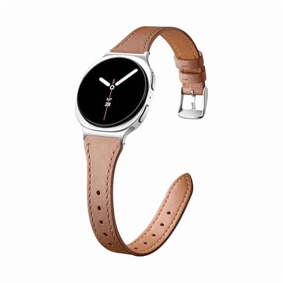 Slim Leather Band Compatible with Samsung Galaxy Watch 8 40mm 44mm/Watch 8 Classic 46mm, No Gap Adjustable Genuine Leather Replacement Dressy Strap for Samsung Watch 8 Bands Women