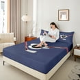 thumbnail image 4 of Manfei Boys Sport Bed Sheets 4pcs, Ice Hockey Printed King Sheets, Navy Blue Red Sheet Set, Luxury Bedroom Decor, 4 of 7