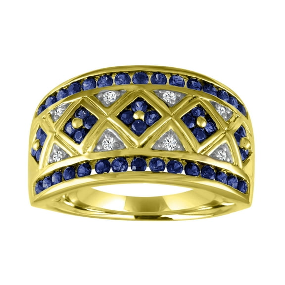 Blue & White Lab-Created Sapphire 14K Gold Over Silver Cocktail Ring