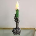thumbnail image 3 of 2 velas de mano de esqueleto, candelabro de calavera de Halloween, candelabro decorativo de Halloween, lámpara de velas sin llama de mano fantasma de esqueleto para decoración del hogar, fiesta de, 3 of 7