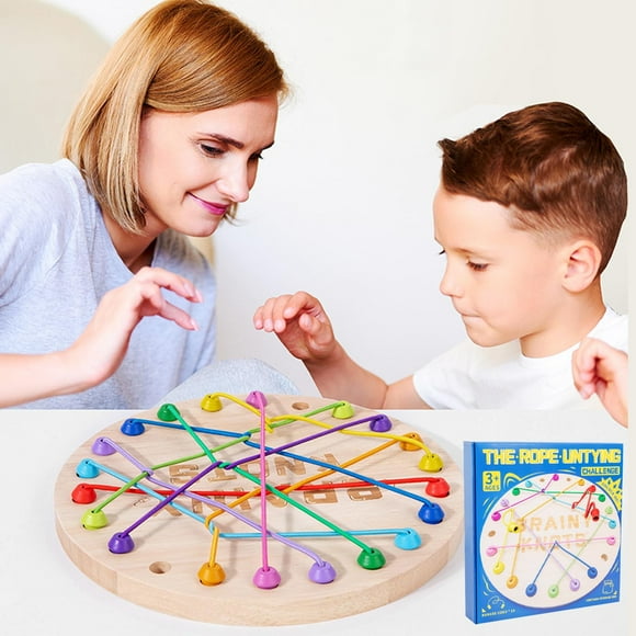 Strategy Board Game Rope Untangling Challenge Game, Brainy Knots Rope Untangling Game, Colorful Twisted Tangler Rope Sorting Puzzle Game with Ten Ropes for Boys and Girls