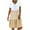 Khaki, variant on ibuvkizy Women Casual Mini Dress Summer Loose Fashion Solid Short Sleeve V-Neck Stripe Ruffle Tiered Hem Linen Patchwork Beach Sun Dress