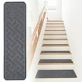 thumbnail image 2 of YOUMAI | Stair For Wooden Steps Indoor 15 Pack 8"*30" Non Carpet Stair With Reusable Adhesive For Children Elders And Dogs Polyester TPR Backing Stair Runner Rugs，Dark Grey, 2 of 4