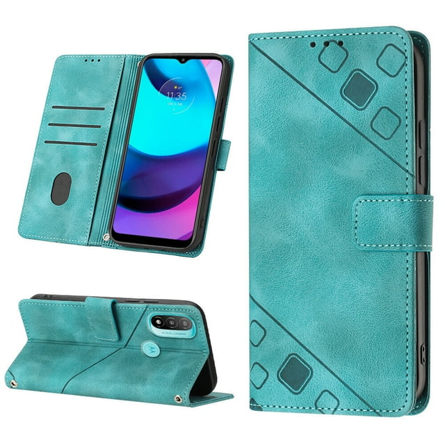 Compatible with Motorola Moto E30/ E40 Classic Embossed PU Leather Case with Card Holder Shockproof Cover