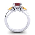 thumbnail image 4 of 2.50 Carat Fine Round Cut Red Ruby & Citrine Gemstone Three Stone Engagement Ring for Women Solid 18K White Gold Size 7 by Diamond-Capitals, 4 of 8