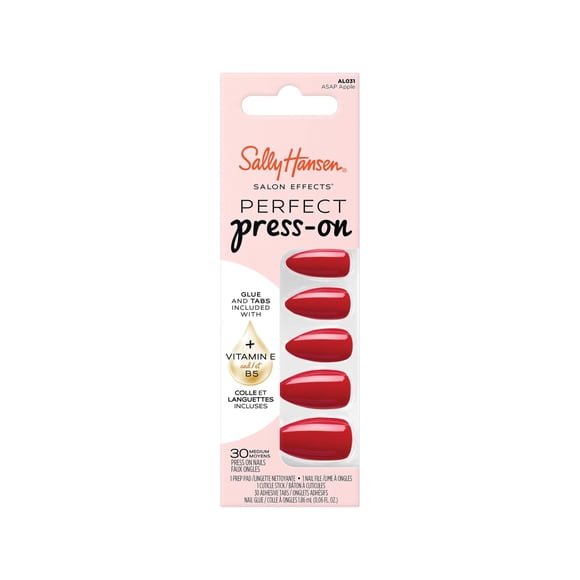 Sally Hansen Salon Effects Perfect Press-On Nails Lo antes posible Apple Press On Nails Fácil de aplicar Pegamento para uñas y pestañas adhesivas incluidas
