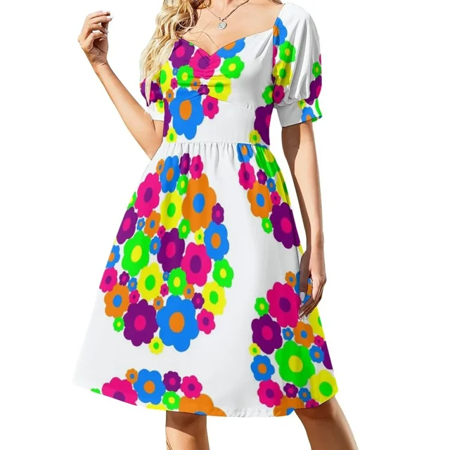 ¡Flores al poder! Vestido de manga corta, vestidos de verano para mujer, vestidos de verano, vestido largo de verano para mujer.
