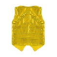 thumbnail image 5 of Aislor Kids Girls Sequined Vest Jacket Waistcoat Button Closure for Hip-Hop Jazz Dance Stage Performance Gold&Yellow 2-3, 5 of 7