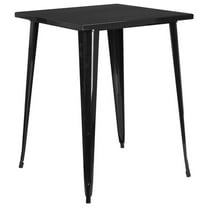 Pemberly Row Contemporary 33" Square Metal Bar Table in Black