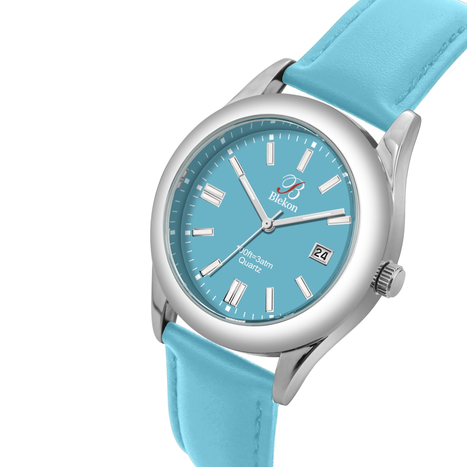 Blekon Original Stylish Bracelet & Leather Watch Set - Elegant Timepiece for Everyday and Special Occasions - (Aqua)