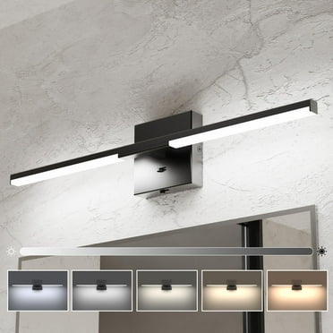 Ensenior Modern Bathroom Vanity Light 24 inch, Built-in Dimmer, 13W Dimmable 5CCT Led Bathroom Light Fixture Over Mirror, Black Bar Vanity Light for Bathroom Mirror Cabinets Bedroom-FCC Certificated