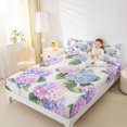 thumbnail image 2 of Manfei Garden Hydrangea Blossom Fitted Sheet Full, Cute Flower Bed Set, Pink Purple Green 3-Piece, 1 Fitted Sheet and 2 Pillowcases, 2 of 6