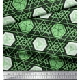 thumbnail image 2 of Soimoi Green Cotton Duck Fabric Geometrical Star Geometric Decor Fabric Printed Yard 42 Inch Wide, 2 of 3