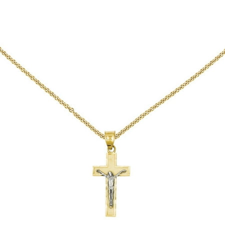 14kt Two-Tone Diamond-Cut Crucifix Charm