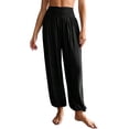 thumbnail image 2 of TaTaai Womens Solid Stretch Yoga Pants with Smocked Waist Loose Casual Trousers Bottoms for Daily Gym Workout, 2 of 9