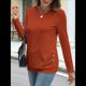 thumbnail image 4 of Camisas de Larga para Mujer, Túnicas, Blusas Holgadas, Elegantes, Cuello Redondo, Suéteres Básicos. Naranja XL, 4 of 10
