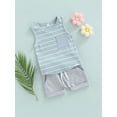 thumbnail image 3 of Liacowi Baby Boy Summer Clothes Striped Tank Tops Sleeveless T-Shirt and Solid Shorts Outfit Cute Infant Clothing, 3 of 9