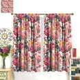 thumbnail image 2 of Pink Rose Flower Blackout Curtains Colorful Watercolor Botanical Flowers Blossom Green Leaves for Girls Women Bedroom Living Room Bathroom Rod Pocket Decoration Window Drapes 2 Panels W42xL84in, 2 of 6