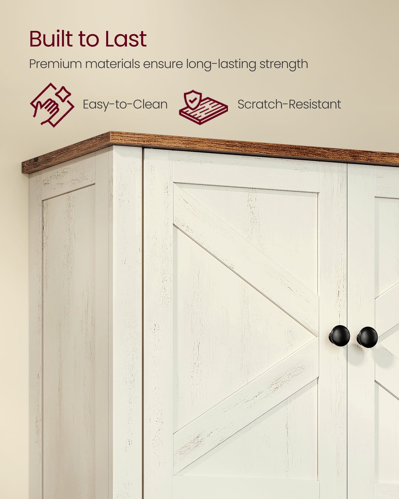 VASAGLE LIRY Collection - Bathroom Wall Cabinet, Farmhouse Wall-Mounted Medicine Storage Cabinet with 2 Barn Doors, Adjustable Shelf, Towel Bar, 7.9 x 18.1 x 24 Inches, Rustic White