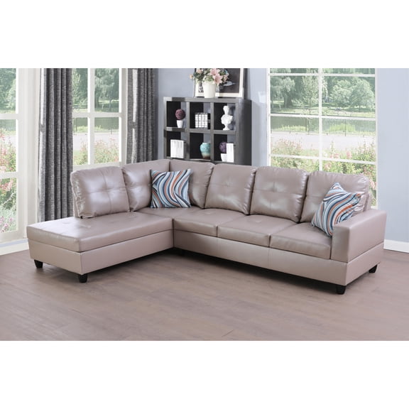 LIFESTYLE L Shape Sectional Sofa Sets with Waist Pillows for Living Room, Latte