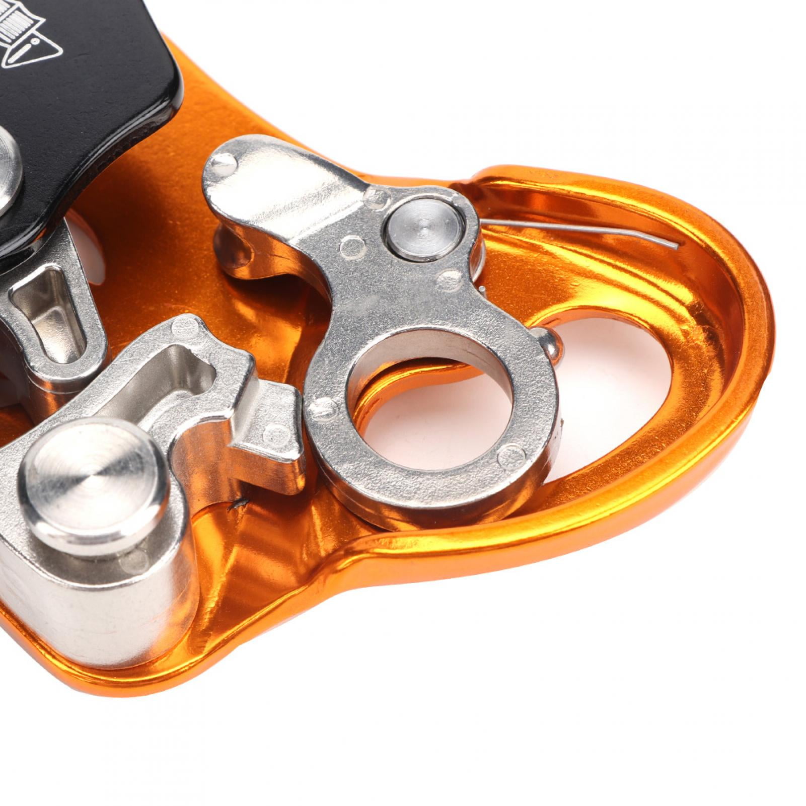 Nieyigj Outdoor Climbing Grab Rope Self Locking Fall Protection Safety Rope Protector, Aluminum-Magnesium Alloy Belay Device For Rock Climbing & Rappelling, Orange, 3.94 inches / 10.00 cm