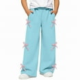 thumbnail image 2 of XXWXYD Girls Bow Wide Leg Baggy Sweatpants Elastic Waist Pockets 𝖸𝟤𝖪 Pants Tween Bottoms Kids Baggy Trousers 4-15T, 2 of 5