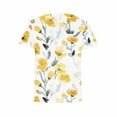 thumbnail image 5 of Women's Floral Print T-shirts Plus Size Summer Graphic Basic Tees Short Sleeve Tunic Tops Loose Fit (3XL, Yellow), 5 of 5