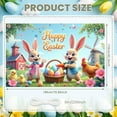 thumbnail image 2 of Cartoon Happy Easter Banner Bunny Easter Backdrop Colorful Eggs Flowers Spring Background for Easter Party Spring Celebration Kids Event, 2 of 7