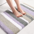 thumbnail image 1 of Alfombra de baño Buganda de microfibra a rayas extragruesa, color morado y gris, 1 of 1