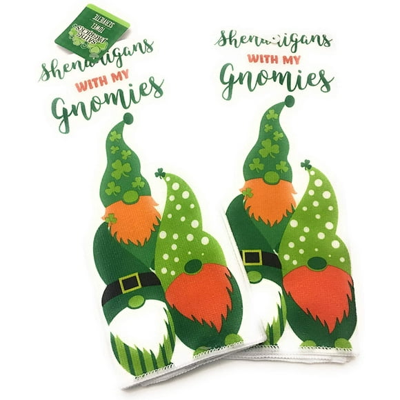 St. Patrick's Day Gnomes Towels Polyester Hand Shenanigans Gnomes Set of 2