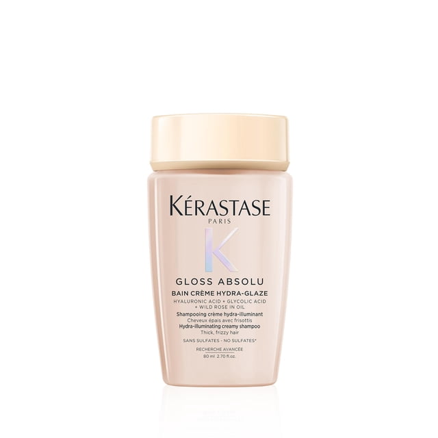 KÉRASTASE Gloss Absolu Bain Crème Hydra-Glaze, Shampoo para Cabello Muy Encrespado, Brillo y Suavidad, Con Ácido Glicólico, Ácido Hialur&oacu