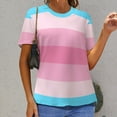 thumbnail image 6 of Trans Pride Flag Womens Tops Women's Fashion Casual Short Sleeve Flower Print Round Neck Pullover Top Blouse, 6 of 6