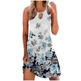 thumbnail image 2 of SMihono Robe Maxi Bohème d'Été pour Femmes Grande Taille Décontractée Imprimée Col en V Manches Courtes Ample Longueur Genou Robe de Plage, 2 of 5