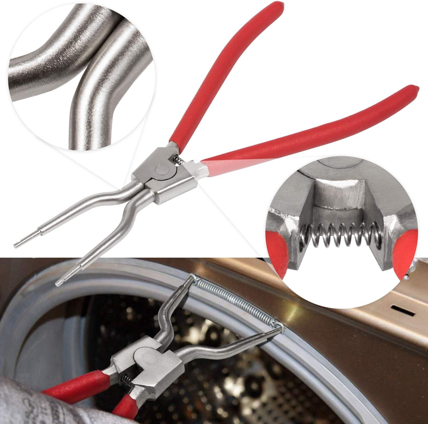 Disassemble and assemble the rubber ring position of the drum washing machine door, clamp spring pliers, spring stopper ring, disassemble, clean and repair