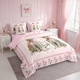 thumbnail image 3 of Erosebridal Leopard Pink Bow Vase Twin Bedding for Girls, Cheetah Animal Floral Vintage Bedding Comforter Set, Pink Reversible 7 Pieces, 3 of 6