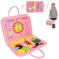 thumbnail image 1 of CNKOO Felt Kids Busy Board Basic Life Skills Learning Boards Educational Toys (Pink), 1 of 8