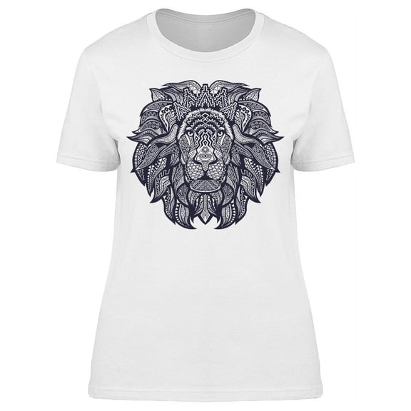 Lion Face W/cute Pattern T-Shirt Women -Image by Shutterstock, Female XX-Large