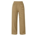 thumbnail image 4 of MYAOYINo Boundaries Womens Elastic Waist Wide Leg Pants Large Patch Pockets Casual Trousers, 4 of 7