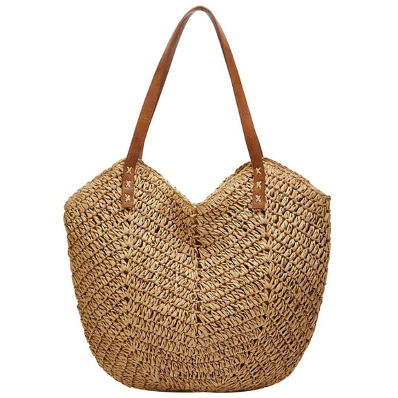 Summer Casual Straw Tote Bag Large Capacity Woman Woven Shoulder Handbag for Summer Beach Vocation