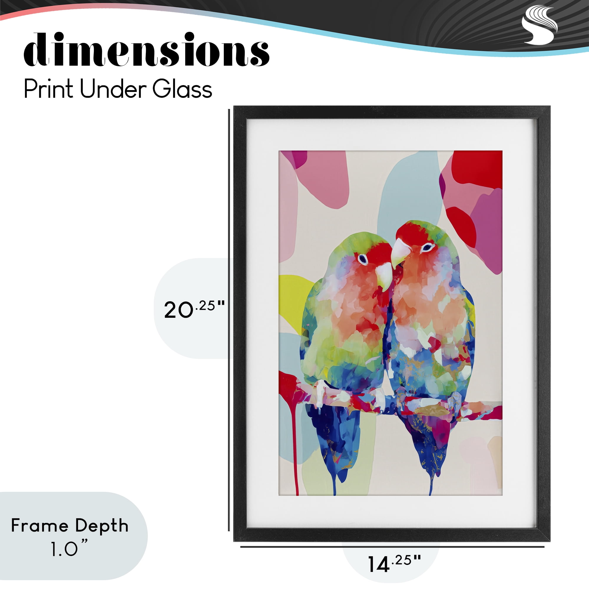 Stupell Industries Lovebirds on a Branch Black Framed Print Under Glass, design by Chromatic Storm Studio