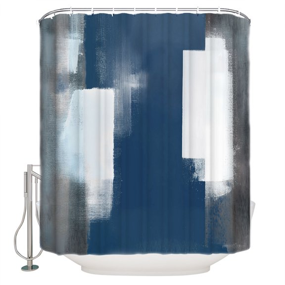 Blue Grey Bathroom Shower Curtains with 12 Hooks Polyester Waterproof Shower Curtain for Stalls and Bathtubs Contemporary Simple Abstract Art Decorative Bathroom Privacy Curtain 36x72 Inches