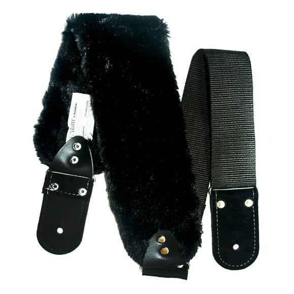 Correa para guitarra Strap o Tahali para guitarra acústica, bajo eléctrico, guitarra eléctrica Kidam  Peluche hombrera negra