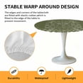 thumbnail image 2 of Elastic Fitted Round Tablecloth, Japanese Waterproof Stretch Table Cover for 36"-44" Tables, Green Rustic Retro Pastoral Floral Leaves Washable Outdoor Tablecloths for Patio, Picnic, Camping, 2 of 9